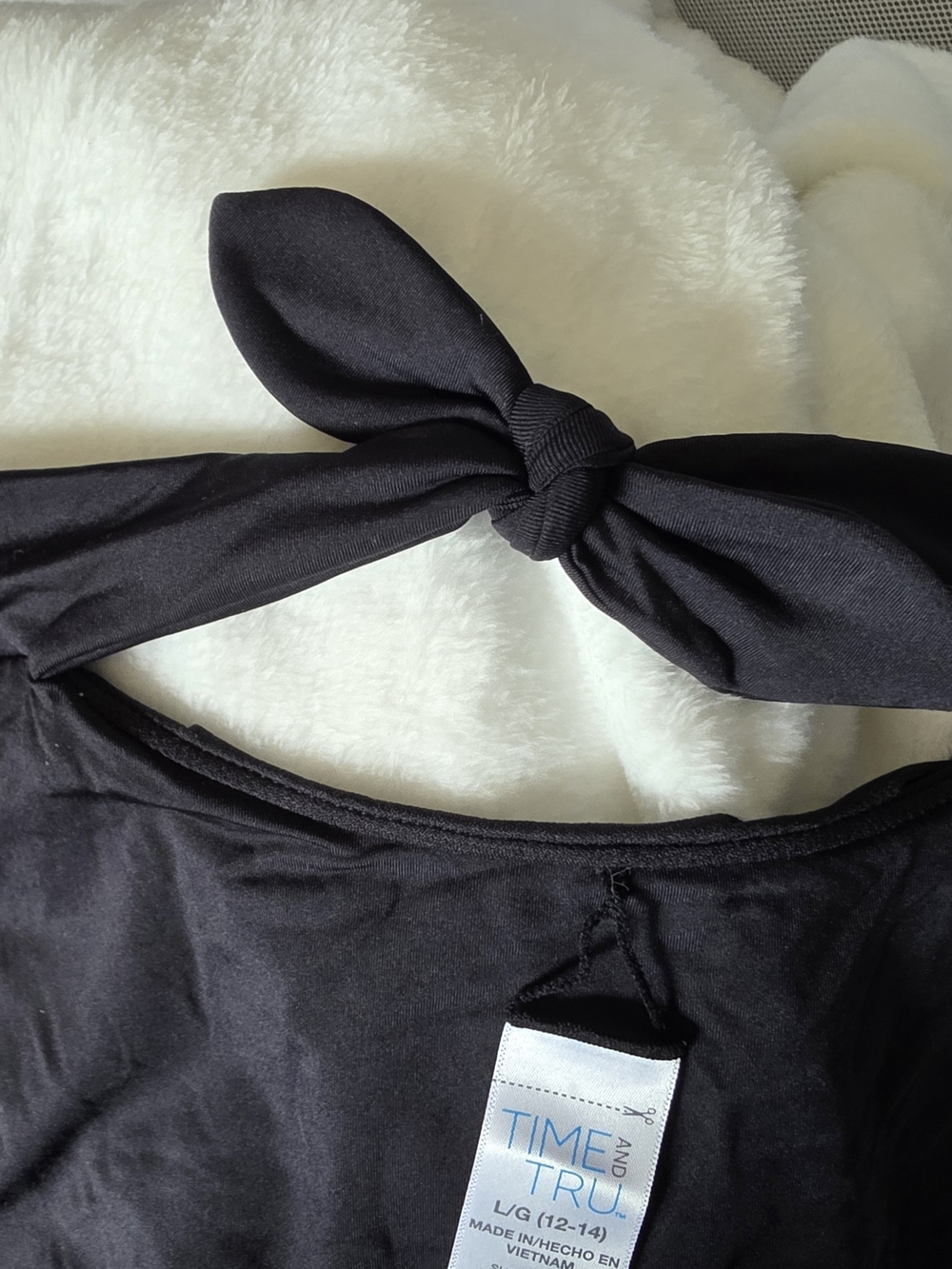 Time and Tru Women’s Black Swim Bikini Bottom With Keyhole Bow
